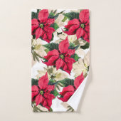 Witte en rode winterpoinsettia handdoekset bad handdoek (Handdoek)