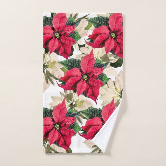 Witte en rode winterpoinsettia handdoekset bad handdoek (Handdoek)