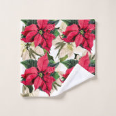 Witte en rode winterpoinsettia handdoekset bad handdoek (Wasdoekje)