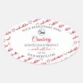 Witte en rode Word Cloud-productlabels met Logo Ovale Sticker (Voorkant)