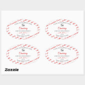 Witte en rode Word Cloud-productlabels met Logo Ovale Sticker (Vel)