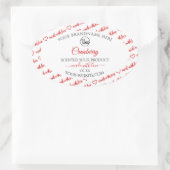Witte en rode Word Cloud-productlabels met Logo Ovale Sticker (Tas)