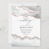 Witte en Roos gouden agaat bruiloft QR-code Kaart (Voorkant)