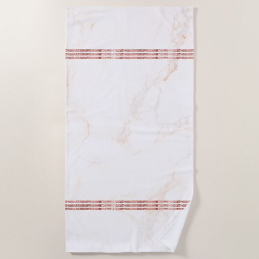 Witte en roos-goudfaux marmer strandlaken (Voorkant)