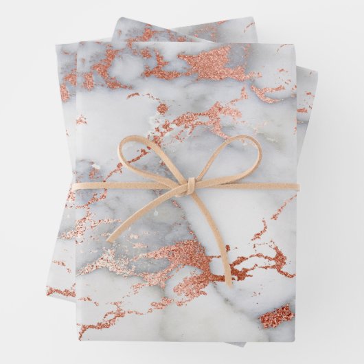 Witte en Roos goudmarmer  Inpakpapier Vel (In situ)