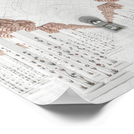 Witte en Roos goudmoskee Poster (Hoek)