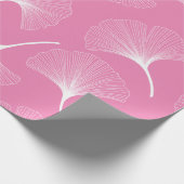 Witte en roze abstracte bladeren cadeaupapier (Hoek)