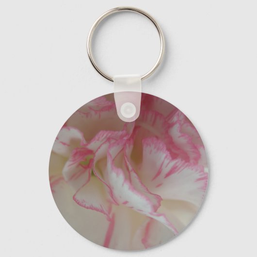 Witte en roze anjer Sleutelhanger (Voorkant)