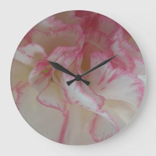 Witte en roze anjer wandklok