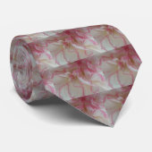 Witte en Roze anjers Stropdas (Opgerold)