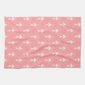 Witte en roze art-deco-patroon theedoek (Horizontaal)