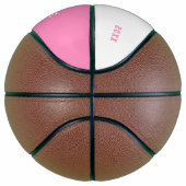 Witte en roze basketbal met naam, nummer, team (Rechts)