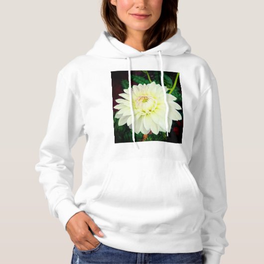 Witte en roze bloem hoodie (Voorkant)