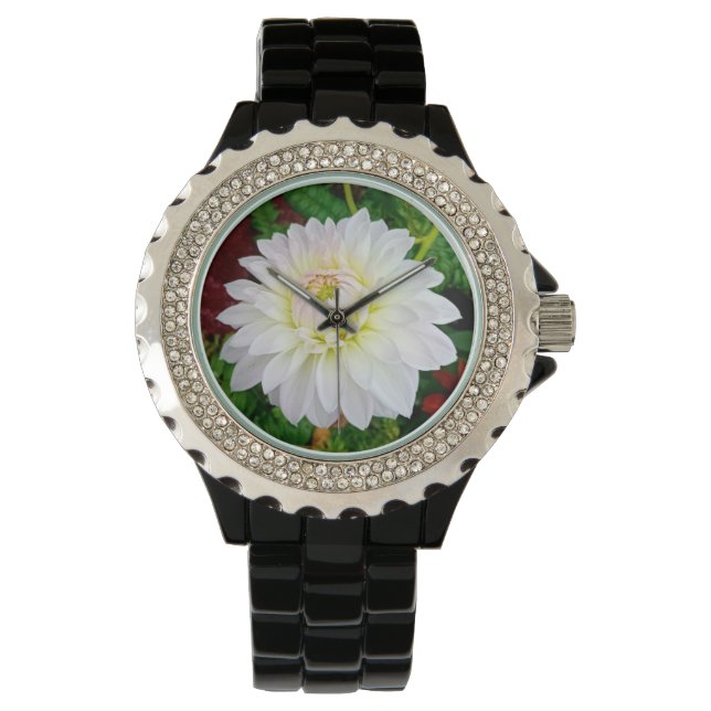 Witte en roze bloem horloge (Voorkant)