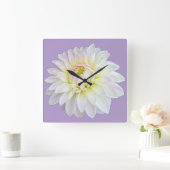 Witte en roze bloem vierkante klok (Huis)