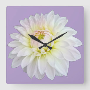 Witte en roze bloem vierkante klok