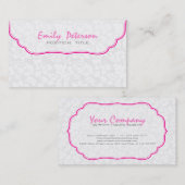 Witte en roze bloemdamast visitekaartje (Voorkant / Achterkant)