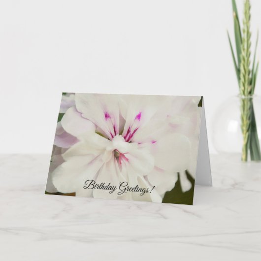 Witte en Roze Bloemen Bloemen Verjaardag Kaart (Voorkant)