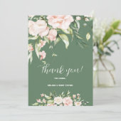 Witte en roze bloemen Dank je wel kaart (Staand voorkant)