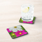 Witte en roze bloemen harde plastic onderzetters (Rechterzijde)