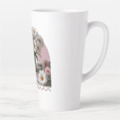 Witte en roze bloemen latte mok (Rechts)