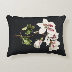 witte en roze bloemen op zwart accent kussen