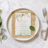 Witte en roze bloemen repetitie Dinner Invite Kaart