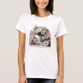 Witte en roze bloemen t-shirt (Voorkant)