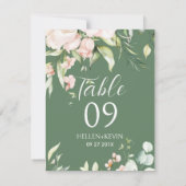 Witte en roze bloemen Tafelnummer (Achterkant)