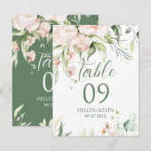 Witte en roze bloemen Tafelnummer (Voorkant / Achterkant)