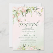 Witte en roze bloemen verloving Uitnodigen Kaart (Voorkant)