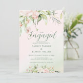 Witte en roze bloemen verloving Uitnodigen Kaart (Staand voorkant)