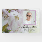 Witte en roze bloemen viering van het leven begraf spandoek (Horizontaal)