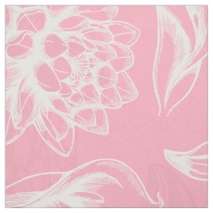 Witte en roze  bloementekening stof
