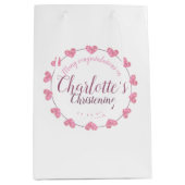 Witte en roze bloemmeisje met cadeautas voor kerst (Voorkant)