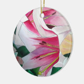 Witte en Roze daglly waterverf art flower Keramisch Ornament (Links)