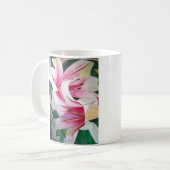 Witte en Roze daglly waterverf art flower Koffiemok (Voorkant links)