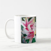 Witte en Roze daglly waterverf art flower Koffiemok (Links)
