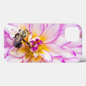 Witte en roze Dahlia met roombijen Case-Mate iPhone Case (Achterkant (horizontaal))