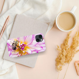 Witte en roze Dahlia met roombijen Case-Mate iPhone Case