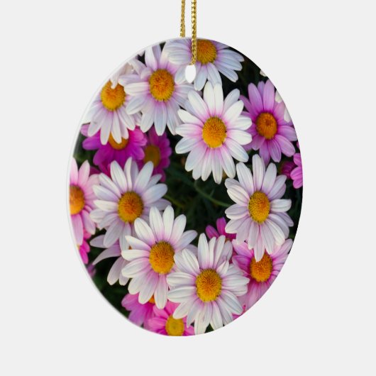 Witte en roze Daisy Flower Keramisch Ornament (Rechts)