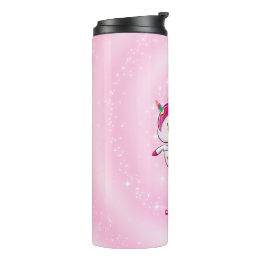 Witte en roze eenhoorn thermosbeker (Gedraaid links)