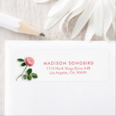 Witte en roze enkele roos etiket (Insitu)