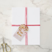 Witte en roze feestdagen Rozen Prettige feestdagen Cadeaulabel (Met Touw)