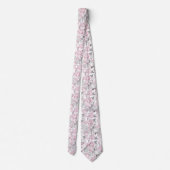 Witte en Roze Floral Stropdas (Achterkant)