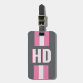 Witte en roze gestreepte Shadow Monogram bruidsmei Bagagelabel (Voorkant verticaal)
