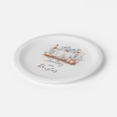 Witte en roze gouden pompoen herfst oogst papieren bordje (Gekanteld)