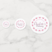 Witte en roze hart baby dochter doop confetti (Voorkanten)