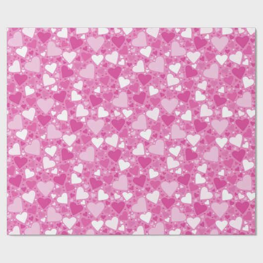 Witte en roze hartdag cadeaupapier (Vlak)