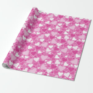 Witte en roze hartdag cadeaupapier